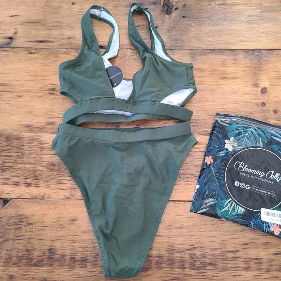 Blooming Jelly Olive Green High Waisted Bikini Size S - Picture 9 of 10